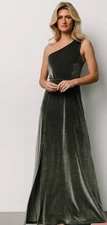 Baltic Born Velvet Tatiana One Shoulder Maxi Dress Eucalyptus Womens XL New