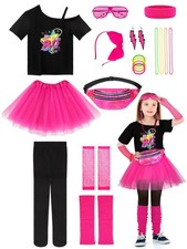 AOTHSO 18 Pieces 80s Outfit for Kids Girls 80s Costume Accessories Set Hallow...