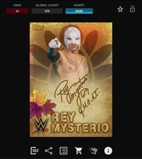 VIDEOGAME Topps WWE Slam 25 MAIN EVENT HARVEST HAVOC Signature - REY MYSTERIO