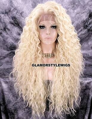 BLONDE CURLY WIG *NWT* Curly Lace Front Wig, Wigs, 613 Platinum Blonde Wig, Blonde  main image 3