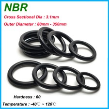 O Ring NBR Nitrile Rubber Oring OD 80-350mm Black Gasket Resistant Seal CS 3.1mm