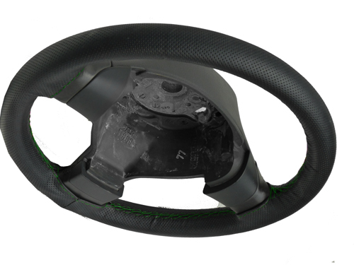 FOR RENAULT MAGNUM TRUCK PERFORATED LEATHER STEERING WHEEL COVER GREEN STITCHING - Picture 4 of 4