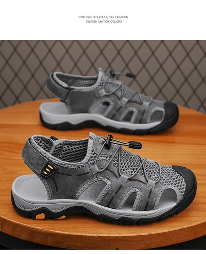 Genuine Leather Men's Sandals Lightweight Walking Sneakers Casual Wading Shoes - Picture 6 of 25