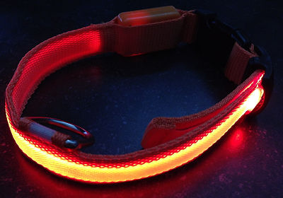 LED PET GLOW-IN -THE-DARK COLLAR dog cat night safety neck harness flash light