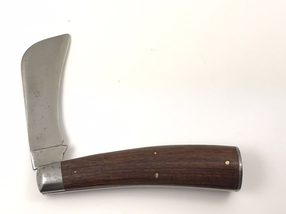 Early Maher & Grosh Barrel Hawkbill Pruner Swayback Knife Wood Vintage