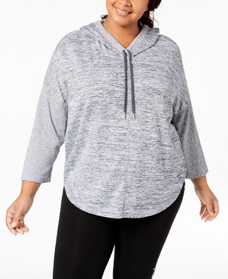 Calvin Klein Performance Plus Size Cowl-Neck Curved-Hem Hoodie (Quartz, 2X)