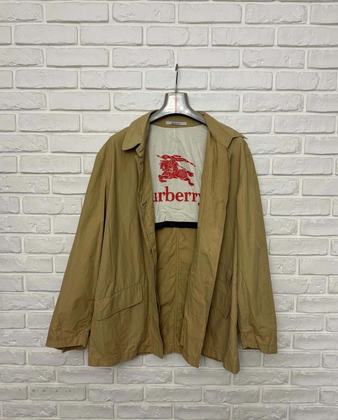 Giacca uomo Burberrys Burberry London vintage anni 90 beige grande logo taglia 48
