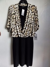 KAREN KANE LEO LAYER WRAP DRESS, Black/leo, Size XL, L, MSRP $148