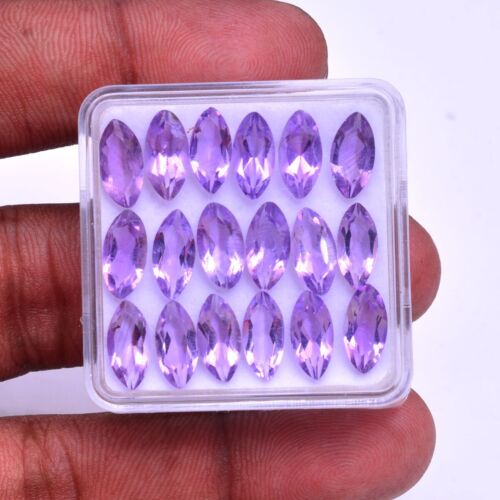 18 Pcs Natural Amethyst Marquise Cut 10mm*5mm Huge Loose Sparkling Gemstones Lot - Picture 3 of 3