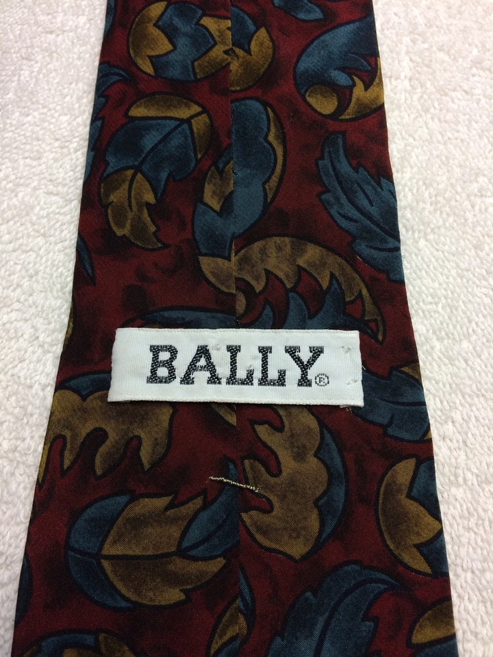 Gravata masculina BALLY 3,5 X 58 AZUL BORGONHA E MARROM - Imagem 4 de 4