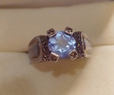 BLUE TOPAZ Vintage 925 SOLID STERLING SILVER RING SIZE 7 C85