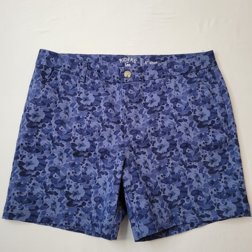 Riders by Lee Shorts Blue Floral Print Casual Everyday Shorts Size 14 6" festiva