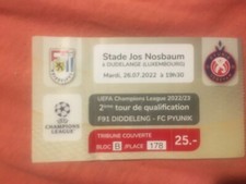 Collectors Ticket UEFA Champions league game Duddelange vs Fc Pyunik 26/07/2022