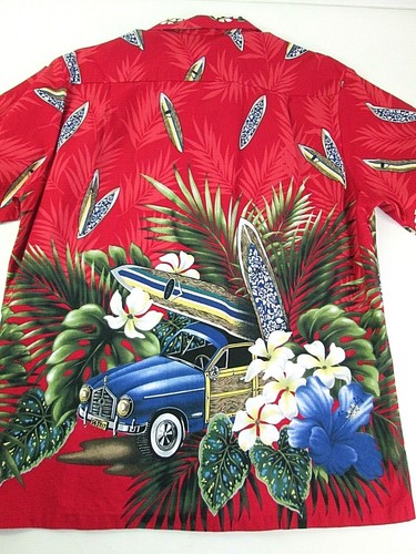 Vintage RJC Hawaiihemd mit Knopfleiste Größe Herren L Made In USA Surfbretter Auto - Bild 8 von 10