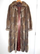 Evans Real Fur Full Length Muskrat Coat Size Medium