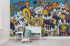 3D Music Graffiti Wallpaper Wall Mural Removable Self-adhesive Sticker 180