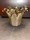 Murano Glass Italy Vase Clear Cream Ruffled Champagne Smaller Size