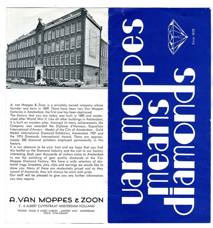 A. van Moppes & Zoon Diamond Factory Brochure Amsterdam The Netherlands