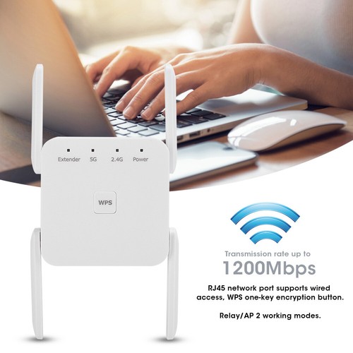 WiFi Range Extender Network Port Wall Plug Wireless Relay 1200M Dual Freque Kit - Zdjęcie 13 z 18