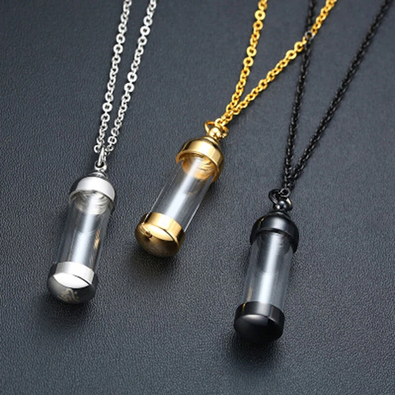 Openable Glass Vial Necklace Pendant Memorial Ash Bottle Cremation