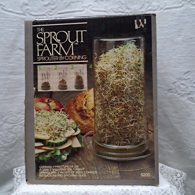 VTG Pyrex Sprout Farm From Corning All Contents For Bean Sprouts Alfalfa More