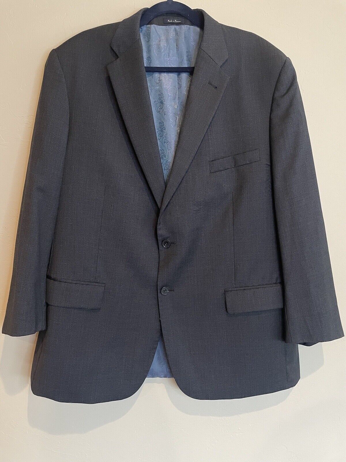 Men’s Navy Gingham TURNBURY Wool Blazer Jacket Sport Suit Coat 48R ...