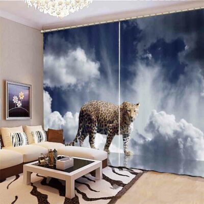 Leopard Lake Surface 3D Curtain Blockout Photo Printing Curtains Drape Fabric