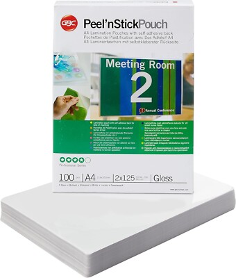 GBC A4 2x125 Mikron Peel n' Stick Glanz Laminier Beutel, 100er Pack, 3747243