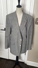 Vintage Black White  Red Plaid Blazer Fully Lined