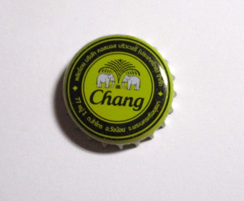 CHANG LEMON WATER Bottle Cap Crown THAILAND Metal Asia Collect 2011 Yellow TH