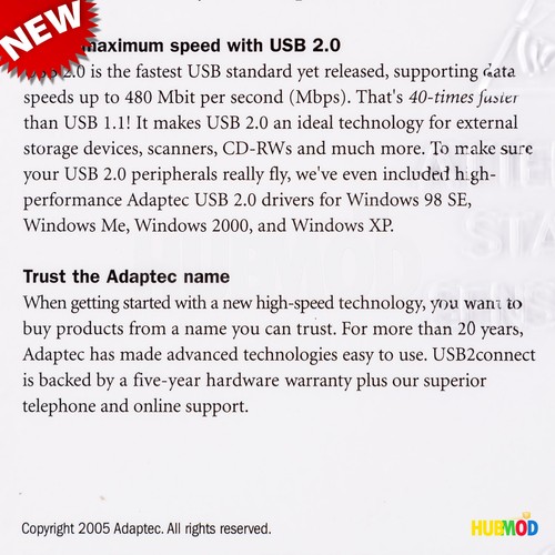 Adaptec AUA-4000B 4-Port USB PCI Expansion Card 1.1 / 2.0 + Driver CD - Win98~XP - Picture 4 of 4