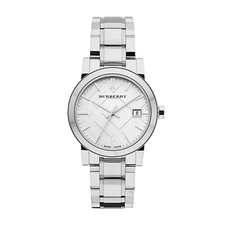Brand New Burberry BU9100 Stainless Steel Silver Check Dial 34 mm Women's Watch