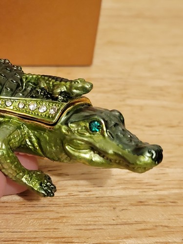 Vintage Marsachii Alligator Jeweled Hinged Trinket Box.Mint in Box - Picture 12 of 20