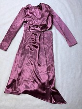 Topshop Size 8 Pink Metallic Satin Cut Out Dress Party Evening Occasion