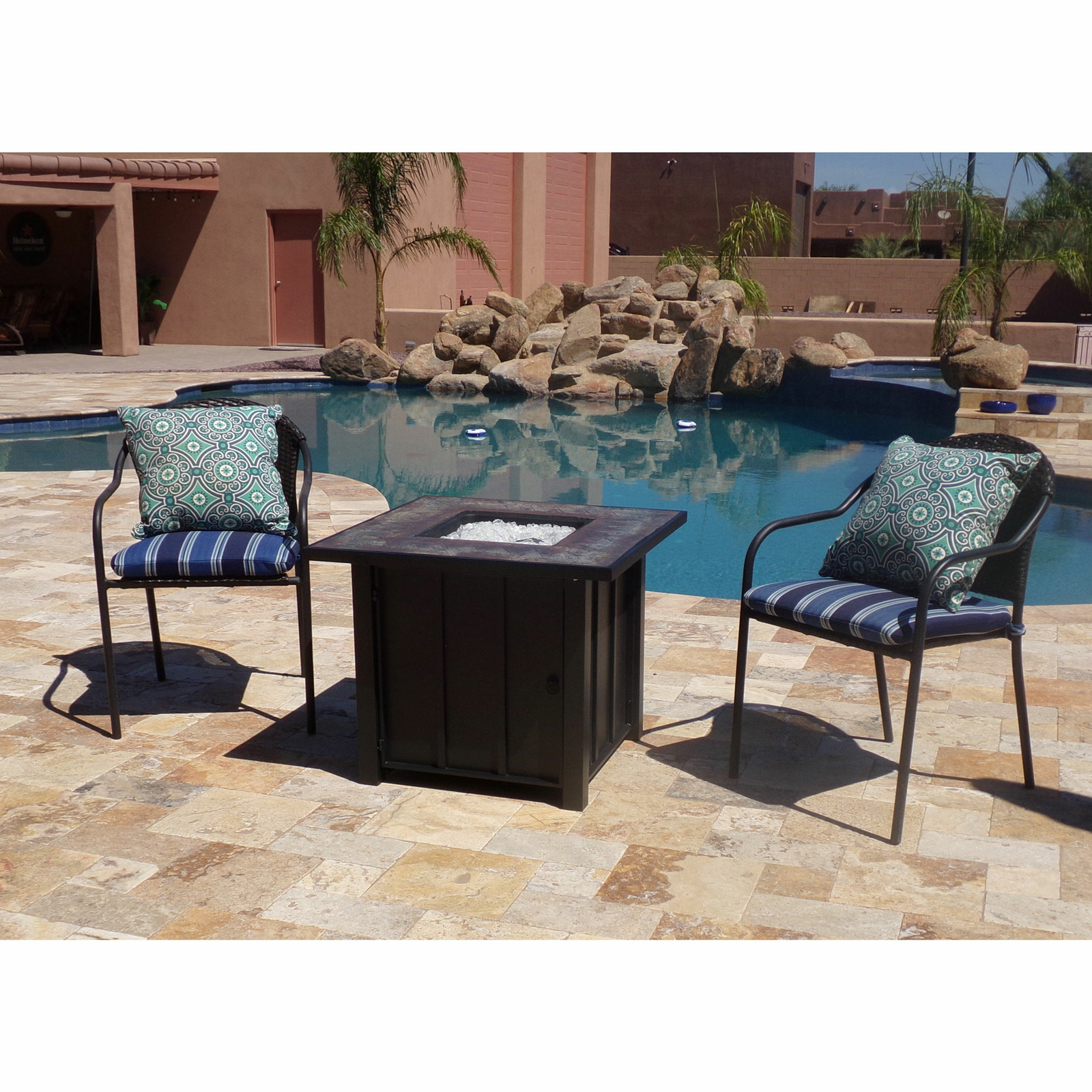 Hiland AFPSTT Outdoor 30 In Square Tile Table Top Propane Fire Pit