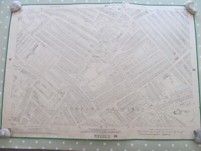 VINTAGE OS LARGE SCALE MAP LONDON TOOTING BROADWAY AREA 1 : 1,056 1921 Rev 1939
