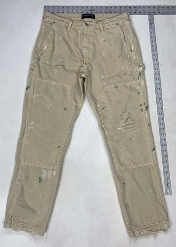 Abercrombie & Fitch Double Knee Carpenter Paint Splatter Denim Jeans Men 34 x 32 - Picture 10 of 12