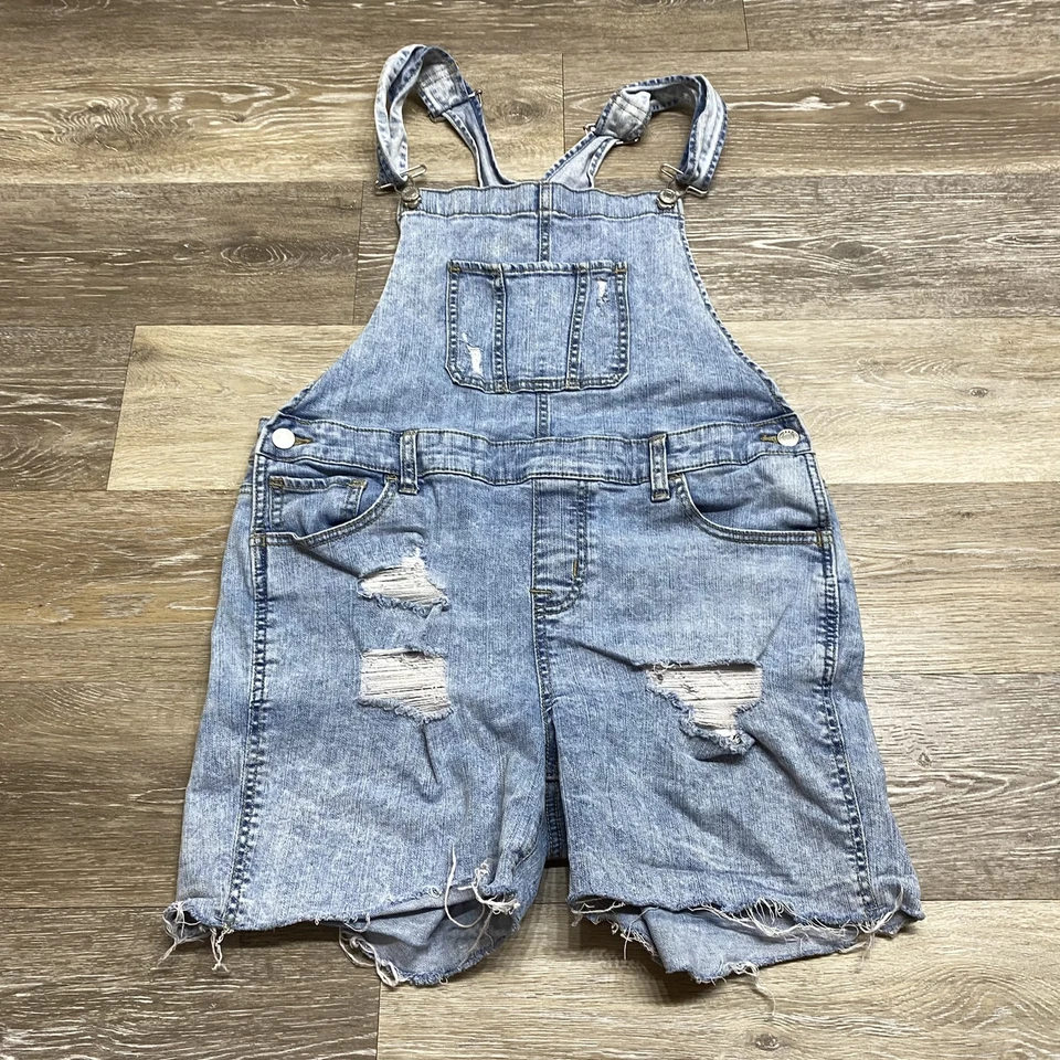 MAURICES Bib Front Buckle Straps Med Wash Blue Denim Jumper Women's Size Medium - Image 2 of 4