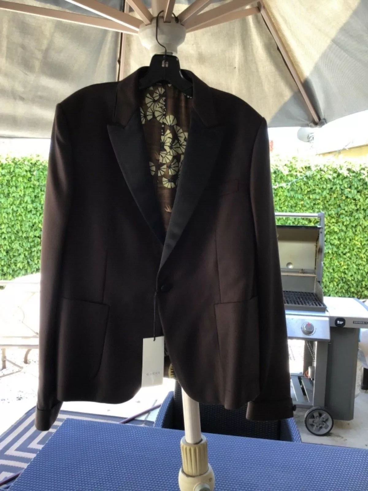 Veste de soirée formelle en sergé cachemire Gucci, marron NEUF AVEC ÉTIQUETTES TAILLE 52REG