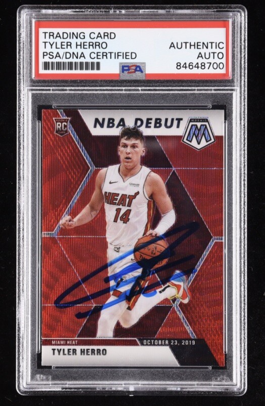 Tyler Herro Signed 2019-20 Panini Mosaic Red #280 RC (PSA Tyler Herro Signed 2019-20 Panini Mosaic Red #280 RC (PSA