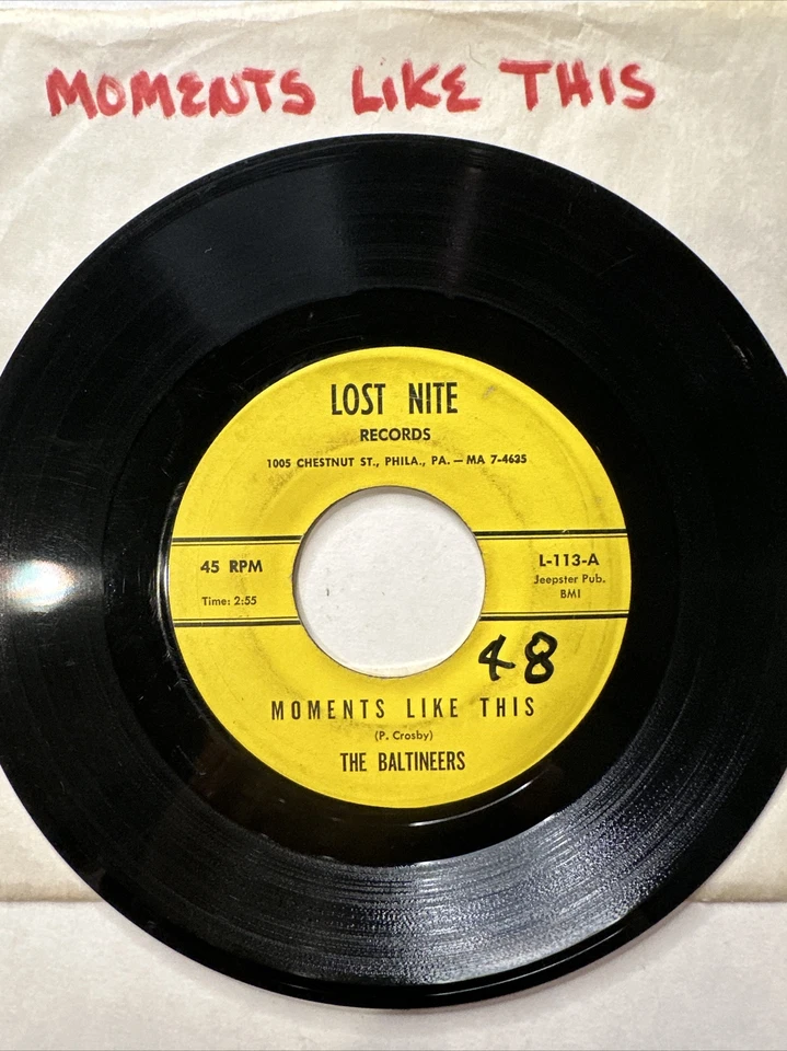 Baltineers - Moments Like This / New Love 7" 45 RPM Single Lost Nite Dusty Disc - Image 2 of 4