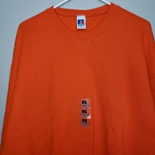 VTG 90s Russell Athletic Sweatshirt Essential Blank Crewneck USA Xl Nos Orange