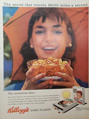 Kelloggs Corn Flakes Print Ad 1956 Ephemera Wall Art Decor Mysterious Sun