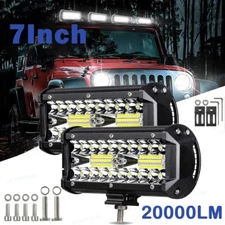 2x 7inch 20000LM LED Work Light Bar Flood Spot Pod Offroad Fog Driving ATV Truck