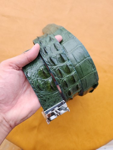 Dunkelgrüne 100 % echte exotische Körper Leder Haut Herren Gürtelschnalle. 3,8 cm B - Bild 4 von 11