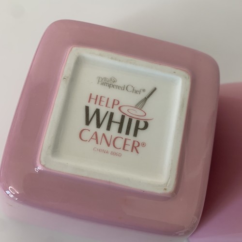 Pampered Chef Pink Square Bowls Help Whip Cancer Set Of 2 - Picture 6 of 10