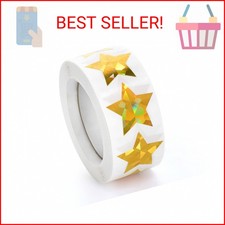 500 PCS Holographic Gold Star Stickers, 1 inch Self Adhesive Metallic Glitter Fo