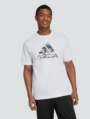 Adidas Camo Badge of Sport T-Shirt Tee White Cotton IW2676 Men's