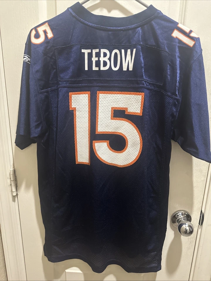 Camiseta deportiva de fútbol vintage Reebok Denver Broncos Tim Teebow #15 XL azul para jóvenes Foto 4 de 4
