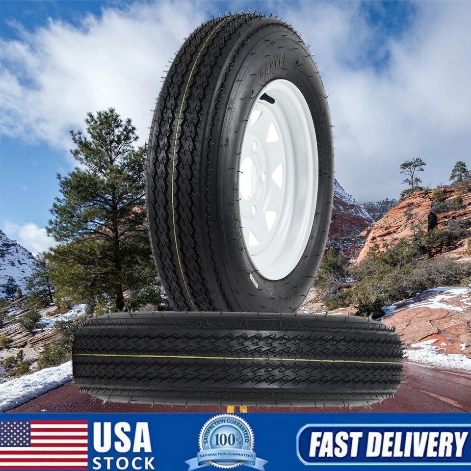 2 pcs Trailer Tires On Rims 5.30-12 5.30x12 530 X 12 LRC 5 Lug White ...